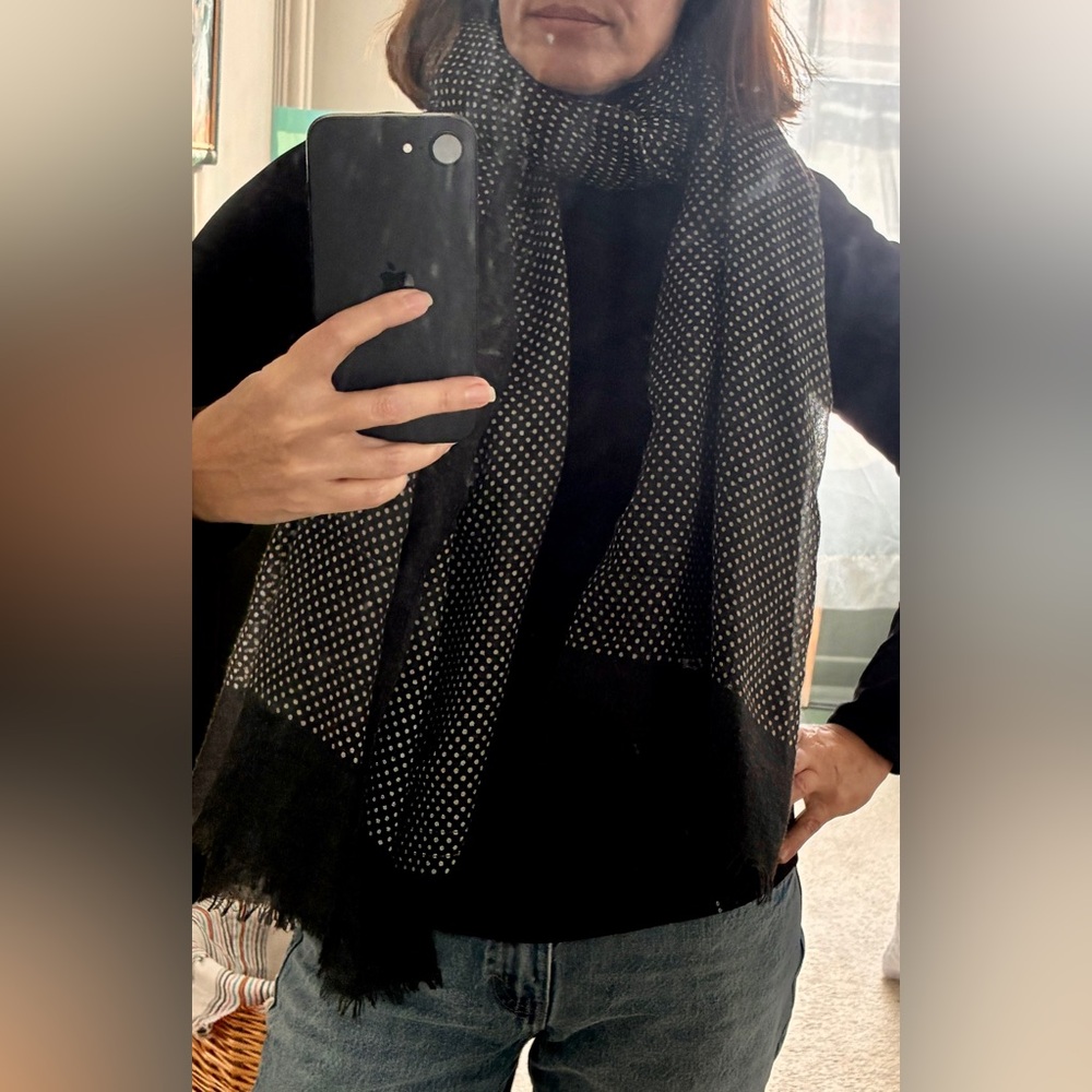 Grey and White Polka Dot Scarf, Unisex